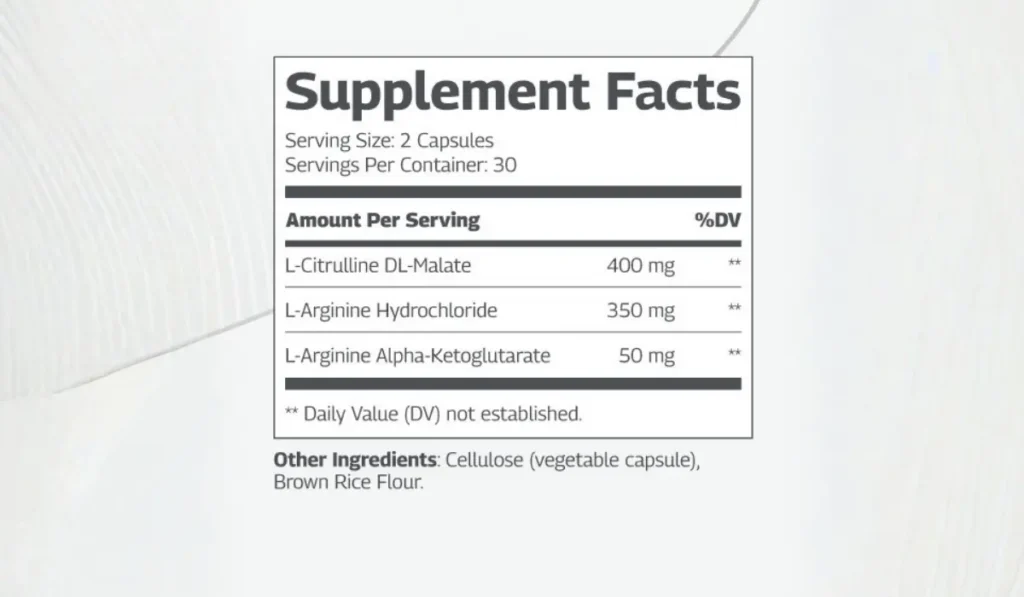 Nitrovate supplement facts